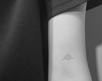 Tatouage temporaire coucher de soleil vague minimaliste (Lot de 3)