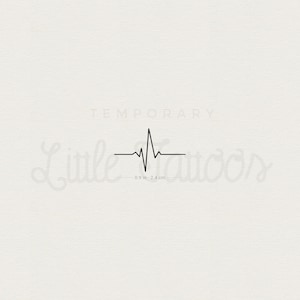 May include: A temporary tattoo of a black heartbeat line, measuring 0.9 inches or 2.4 cm.