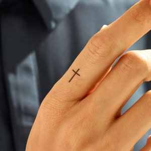 Minimalist Tiny Cross Temporary Tattoo (Set of 3)