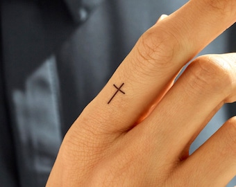 Minimalist Tiny Cross Temporary Tattoo (Set of 3)