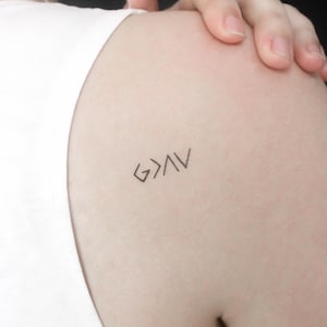 God is Greater Than My Highs and Lows Symbol Temporary Tattoo (Set of 3)