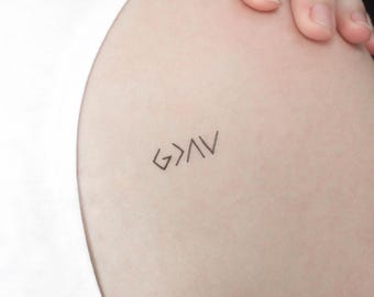 God is Greater Than My Highs and Lows Symbol Temporary Tattoo (Set of 3)