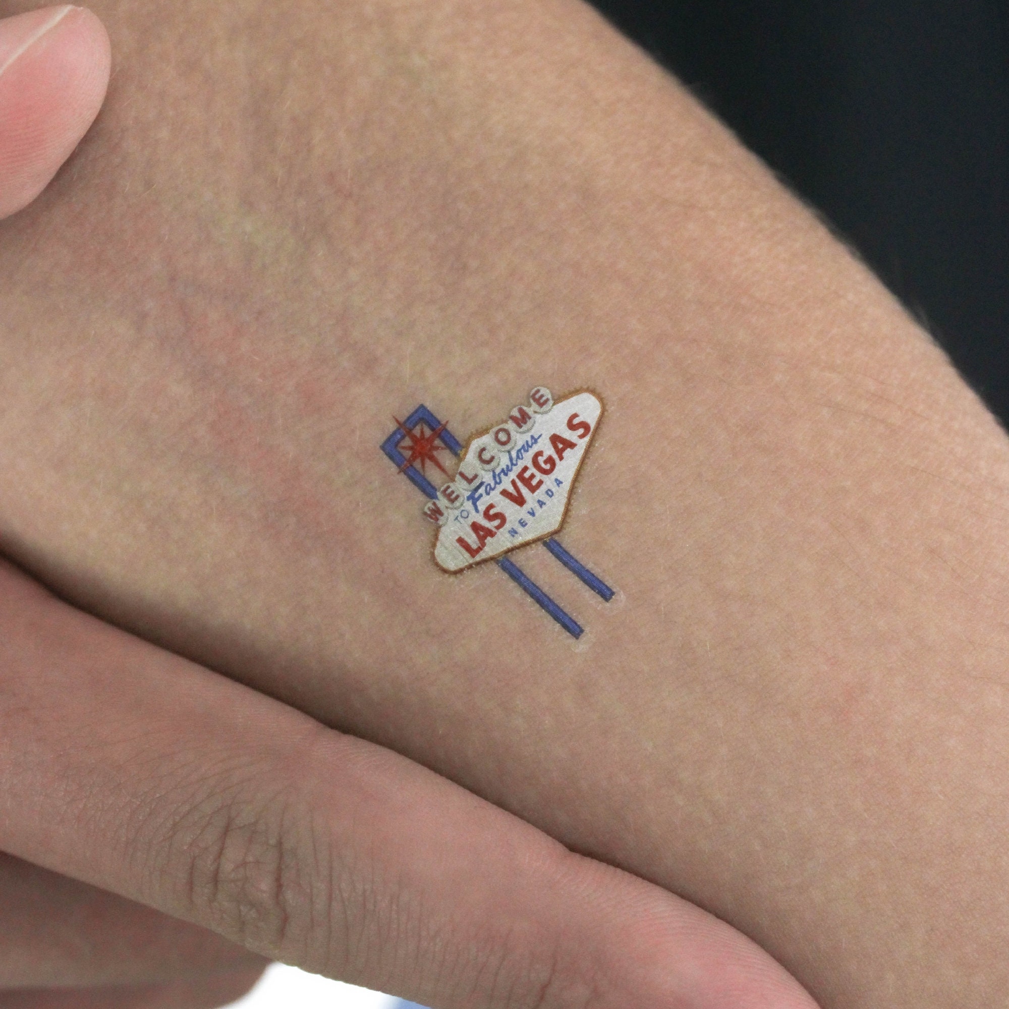 Small Welcome To Las Vegas Sign Temporary Tattoo (Set of 3)