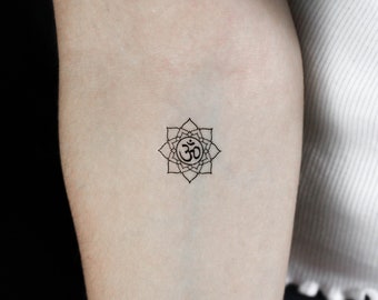 Lotus Flower Om Symbol Temporary Tattoo (Set of 3)