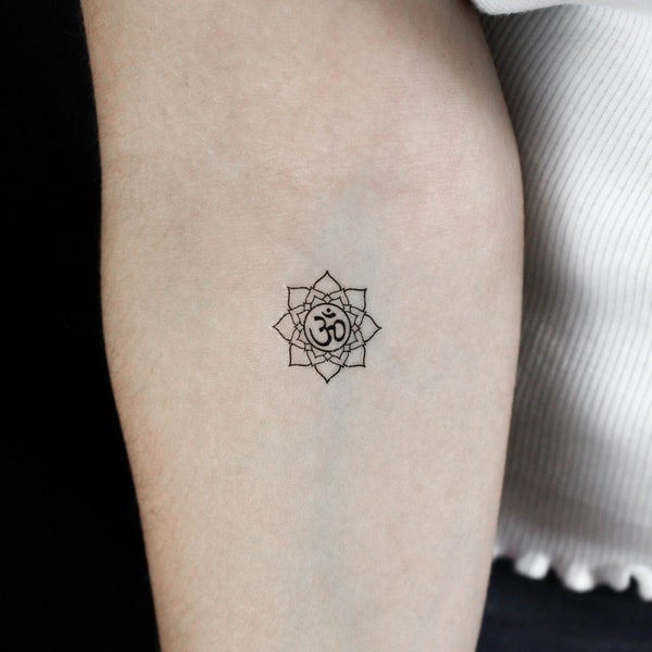 Tatouage temporaire de symbole de fleur de lotus Om (ensemble de 3)