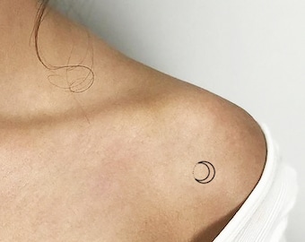 Crescent Moon And Dots Temporary Tattoo (Set of 3)