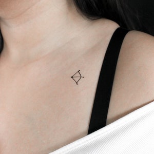 Minimalist Bow and Arrow Temporary Tattoo - Set of 3