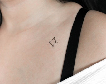 Tatuaje temporal minimalista de arco y flecha - Conjunto de 3