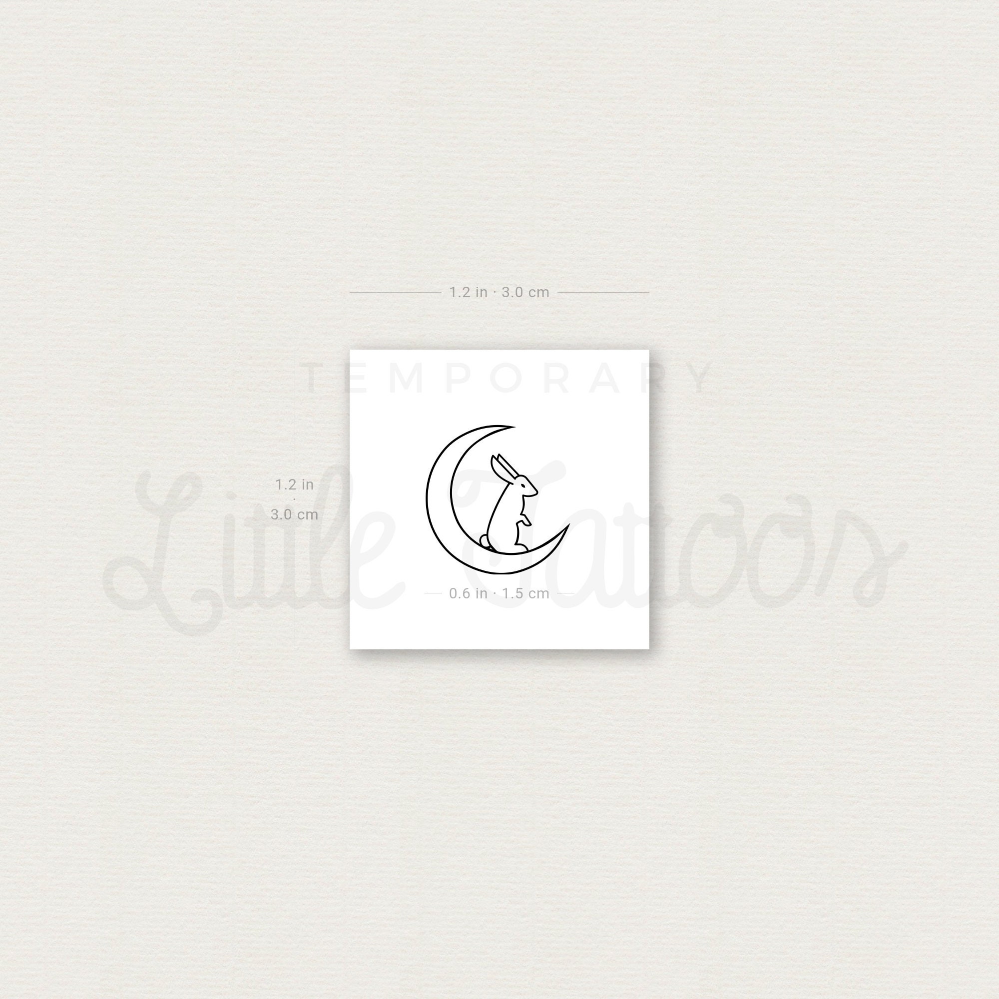 Minimalist Rabbit and Moon Temporary Tattoo (set of 3) - Etsy