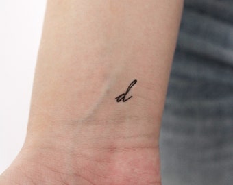 Handwritten Lowercase D Letter Temporary Tattoo set of 3 - Etsy