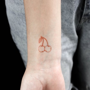 Red Cherry Couple Temporary Tattoo (Set of 3)