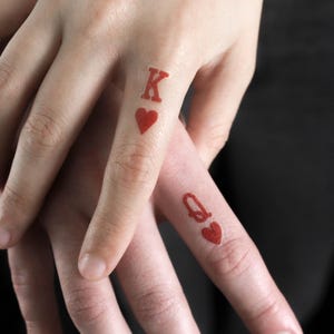 Tatuagem temporária de Rei e Rainha de Copas correspondente (conjunto de 3 + 3)