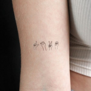 Tatuaje temporal de amor en lenguaje de señas (conjunto de 3)