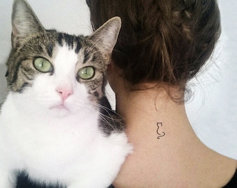 Tatouage temporaire minimaliste de chat debout (lot de 3)