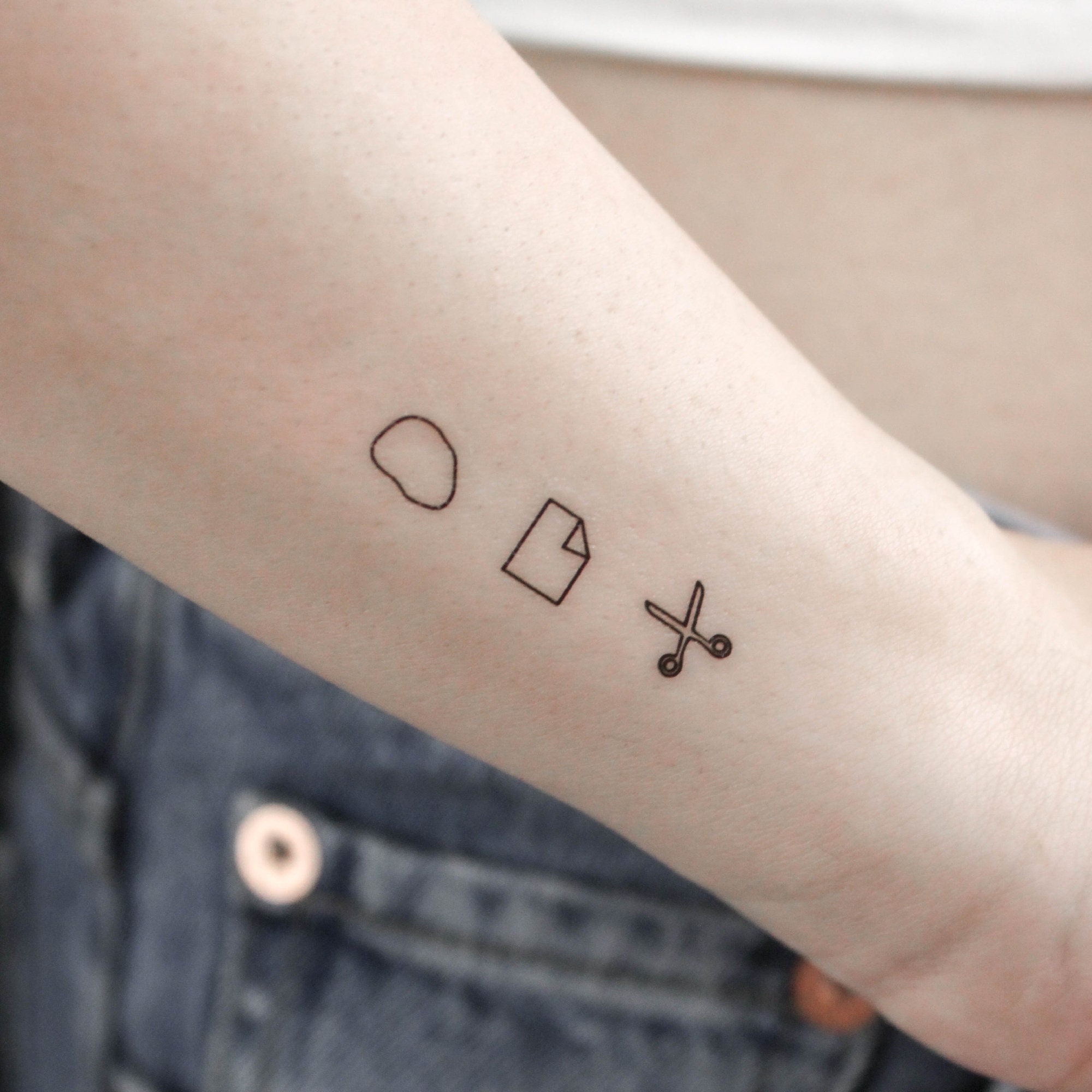Rock Paper Scissors Temporary Tattoo (set of 3) - Etsy