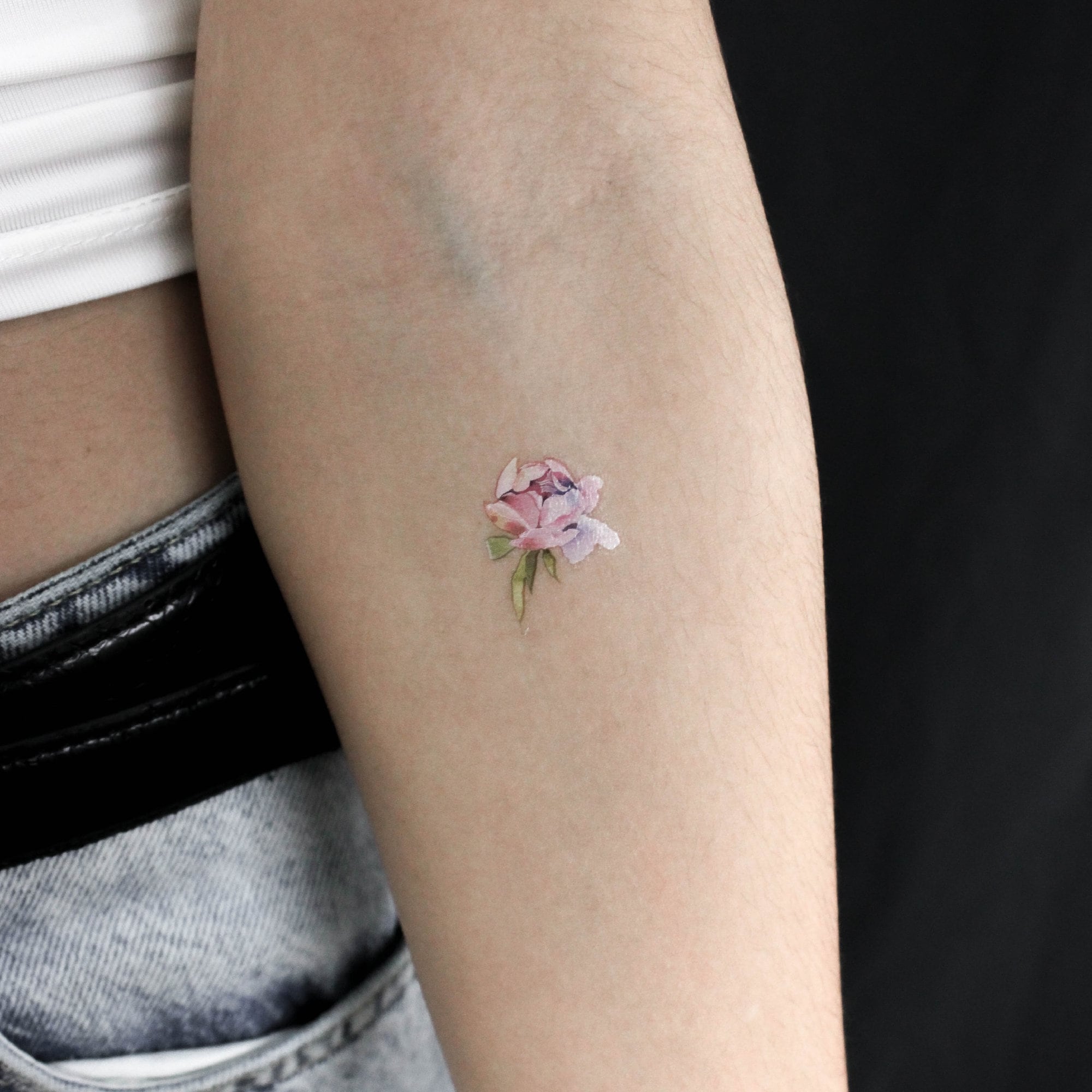 Small Fine Line Peony Tattoo Idea