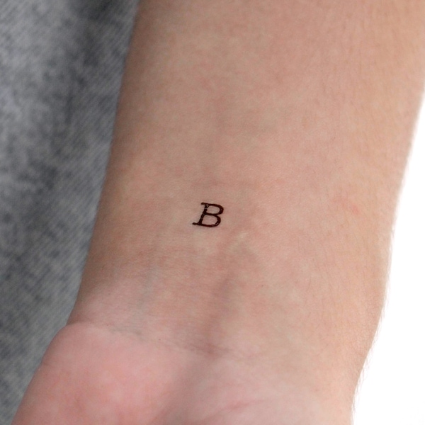 B Uppercase Typewriter Letter Temporary Tattoo (Set of 3)