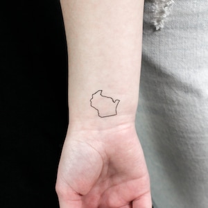 Wisconsin Karte Umriss temporäres Tattoo (3er Set)