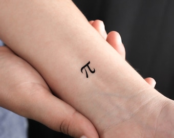 Tatuagem temporária com letra Pi grega (conjunto de 3)