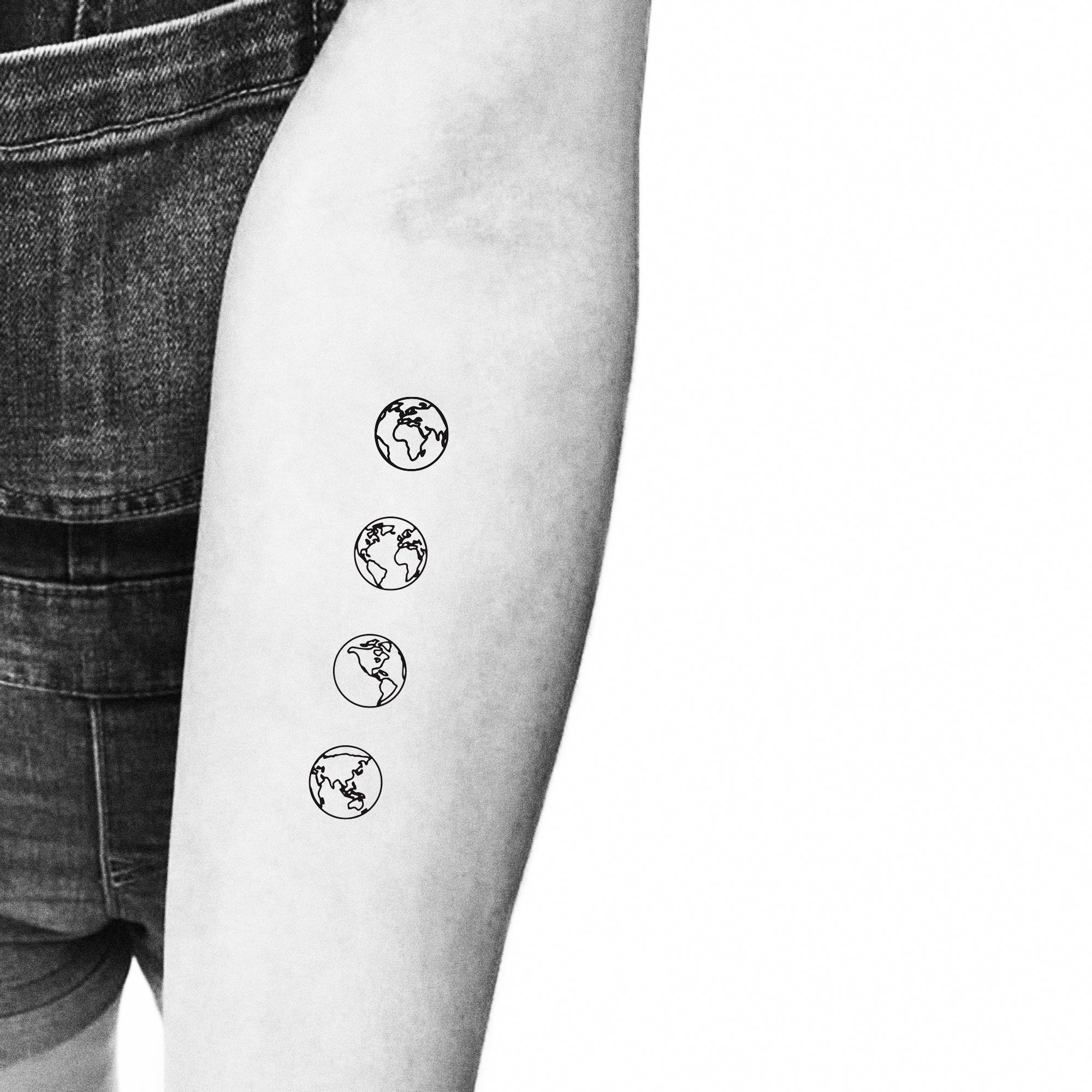 Small Earth Planets Temporary Tattoo set of 4x2 - Etsy Finland