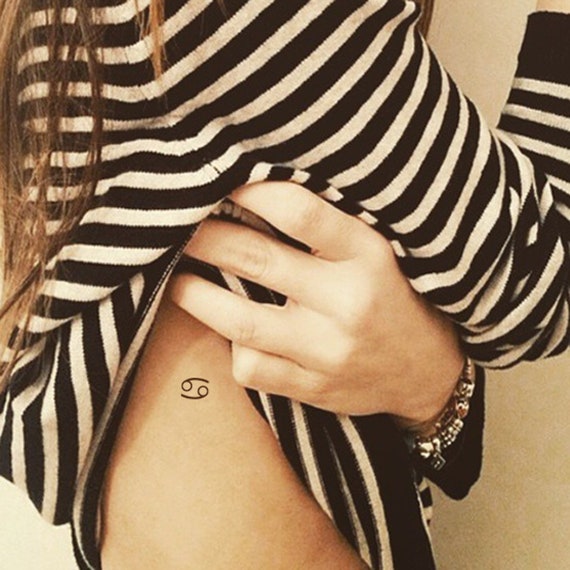 Krebs Sternzeichen Symbol Temporare Tattoo Set Von 3 Etsy