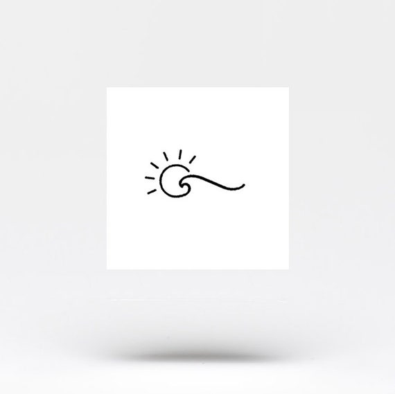 Minimalist Wave and Sun Temporary Tattoo set of 3  Etsy Norway