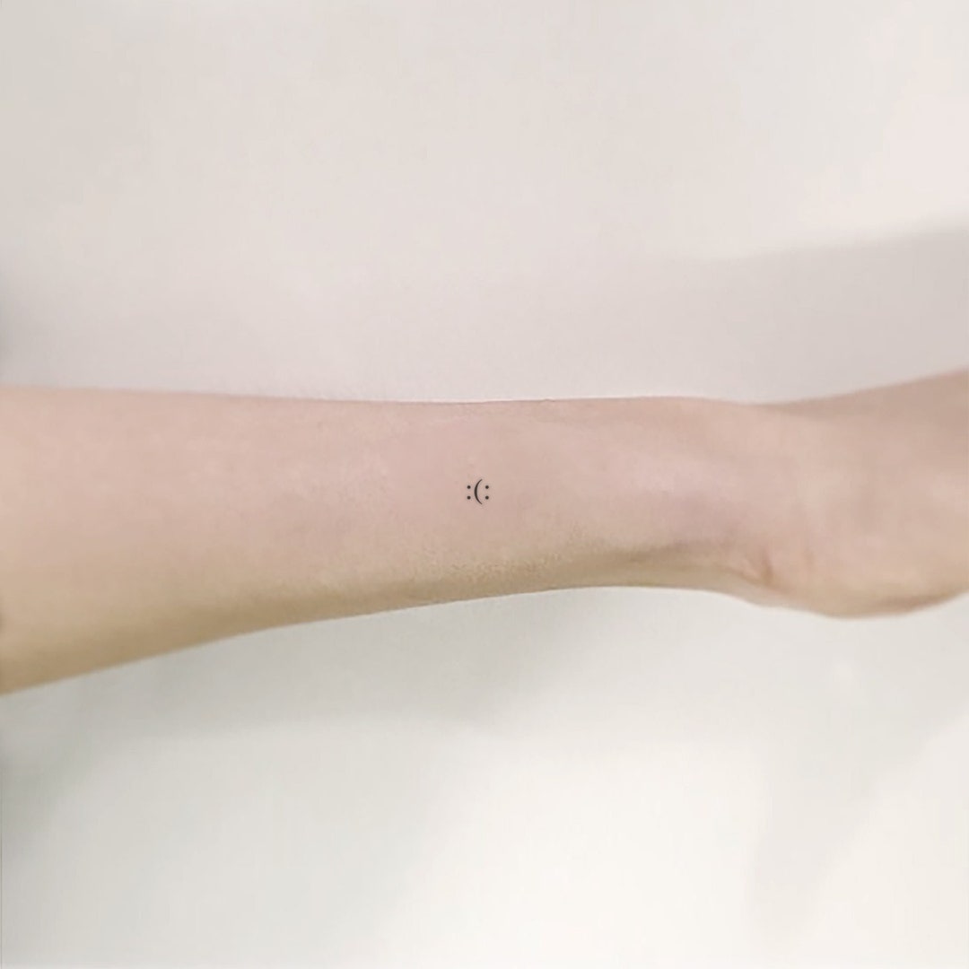 Tatouage Visage Triste Et Heureux Tatouage temporaire minimaliste Happy and Sad Smiley Ensemble - Etsy France