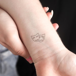 Comedy And Tragedy Masks Temporary Tattoo (Set of 3)