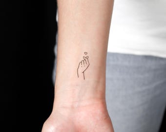 Koreaanse ik hou van je handgebaar tijdelijke tattoo (set van 3)