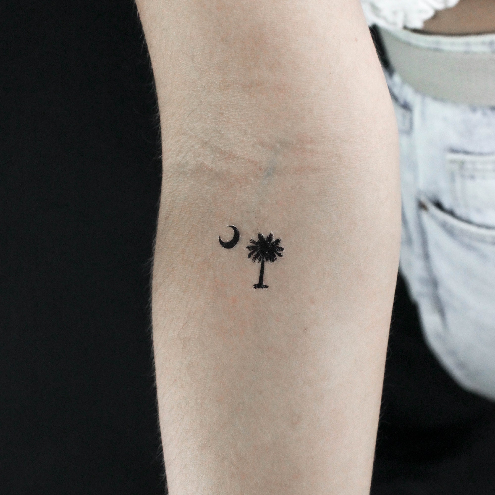 Kleine palmboom en halve maan tijdelijke tattoo (set van 3) - Etsy België, image size:2000x2000