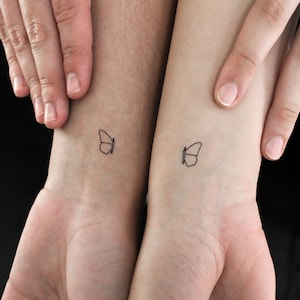 Matching Half Butterfly Temporary Tattoo (Set of 3+3)