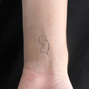 New Jersey Map Umriss temporäres Tattoo (3er Set)