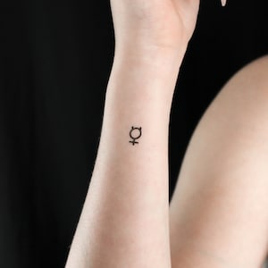 Mercury Planetary Symbol Temporary Tattoo (Set of 3)