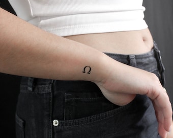 Tatuagem temporária com letra ômega grega (conjunto de 3)