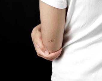 Tatuaje temporal minimalista de olas y sol (juego de 3)