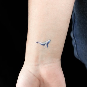 Small Watercolor Whale By Zihee Temporary Tattoo (Set of 3)