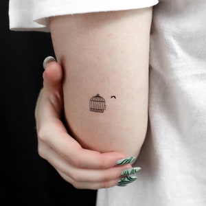 Bird Cage Temporary Tattoo (Set of 3)