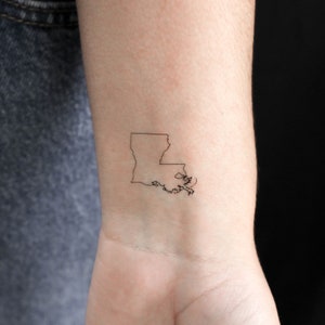 Louisiana Karte Umriss temporäres Tattoo (3er Set)