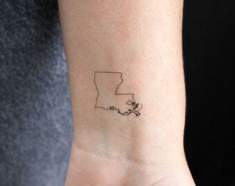 Louisiana Map Outline Temporary Tattoo (Set of 3)