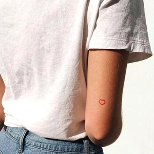 Red Heart Outline Temporary Tattoo (Set of 3)