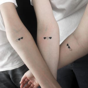 Matching Hearts Temporary Tattoo (Set of 3x3)
