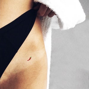 Small Red Chili Pepper Temporary Tattoo (Set of 3)