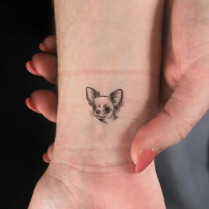 Chihuahua Portrait Temporary Tattoo (Set of 3)