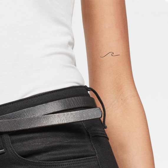 Minimalist Wave Temporary Tattoo Set Of 3 Etsy
