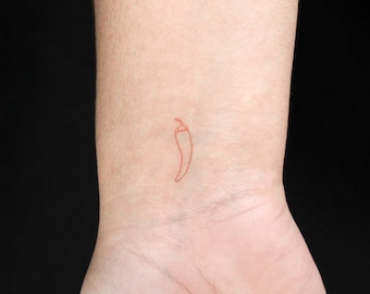 Tatuaje temporal de chile rojo (conjunto de 3)