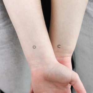 Matching Moon and Sun Temporary Tattoo (Set of 3+3)