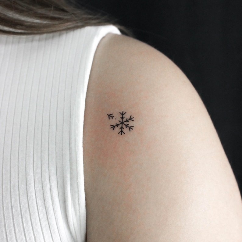 Airplane Snowflake Temporary Tattoo Set of 3 image 1