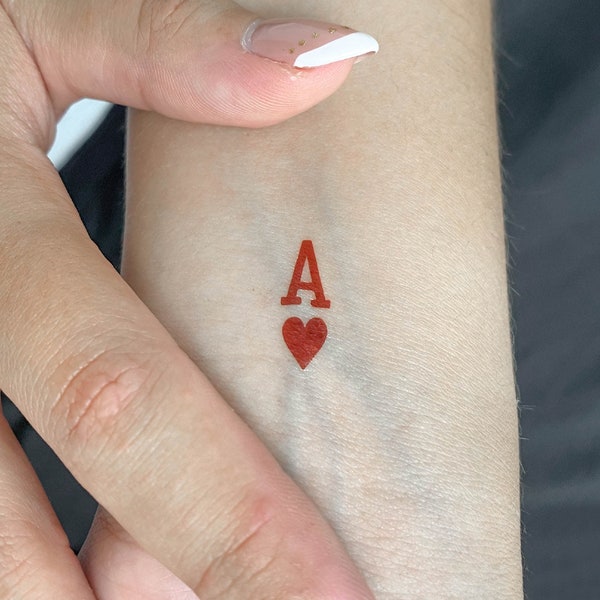 Ace Of Hearts Temporary Tattoo (Set of 3)