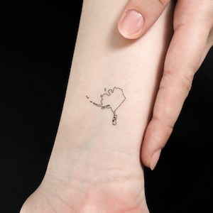 Alaska Landkarte Umriss temporäres Tattoo (3er Set)