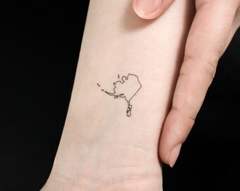Alaska Map Outline Temporary Tattoo (Set of 3)
